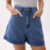 High Waist Denim A-line Shorts - Image 5