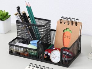 Metal Mesh Desk Organizer Pen Holder/File Tray