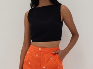 Embroidered A-line Shorts