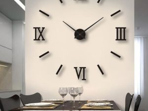 DIY Wall Clocks 3D Mirror Stickers Large Wall Clock -Black