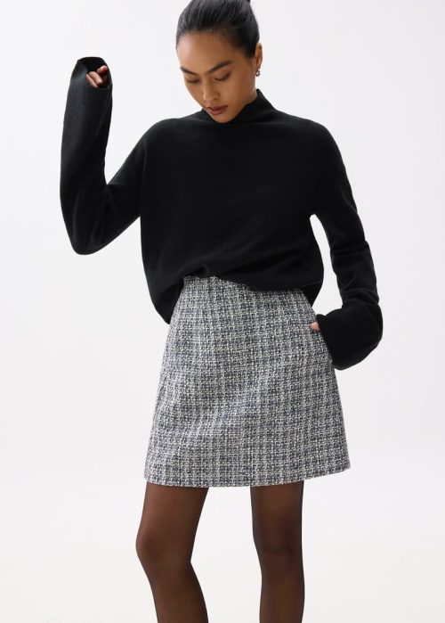 Elastic Tweed Mini Skirt