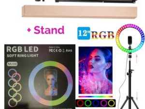 Rohs 12 Inch Ring Light & Tripod Stand & Phone Holder Dimmable RGB LED Selfie RingLights & Remote For Photos & YouTube Videos
