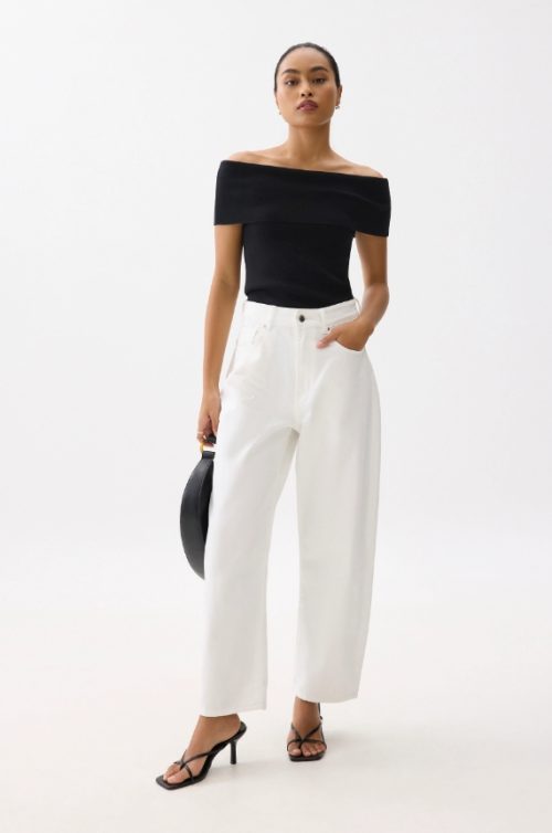 Fitted Off Shoulder Knit Top