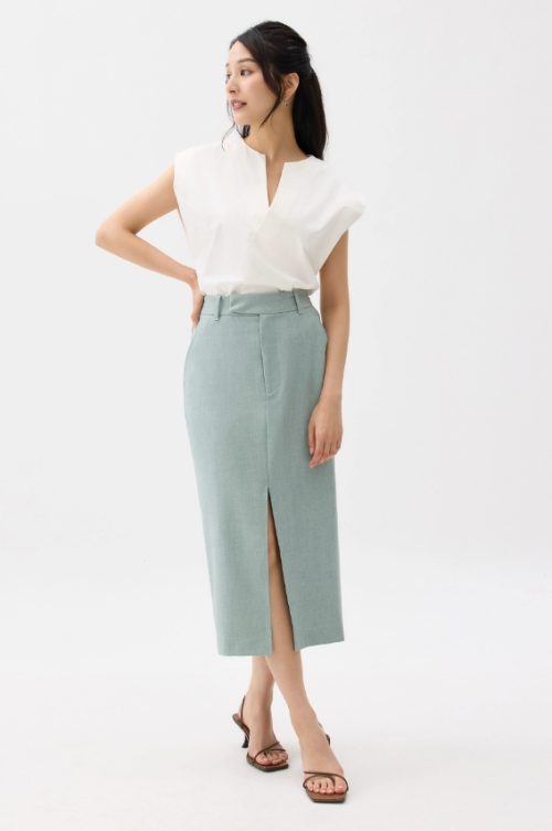 Tailored Column Midi Skirt