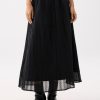 Elastic High Waist Crinkled Flare Maxi Skirt - Image 4